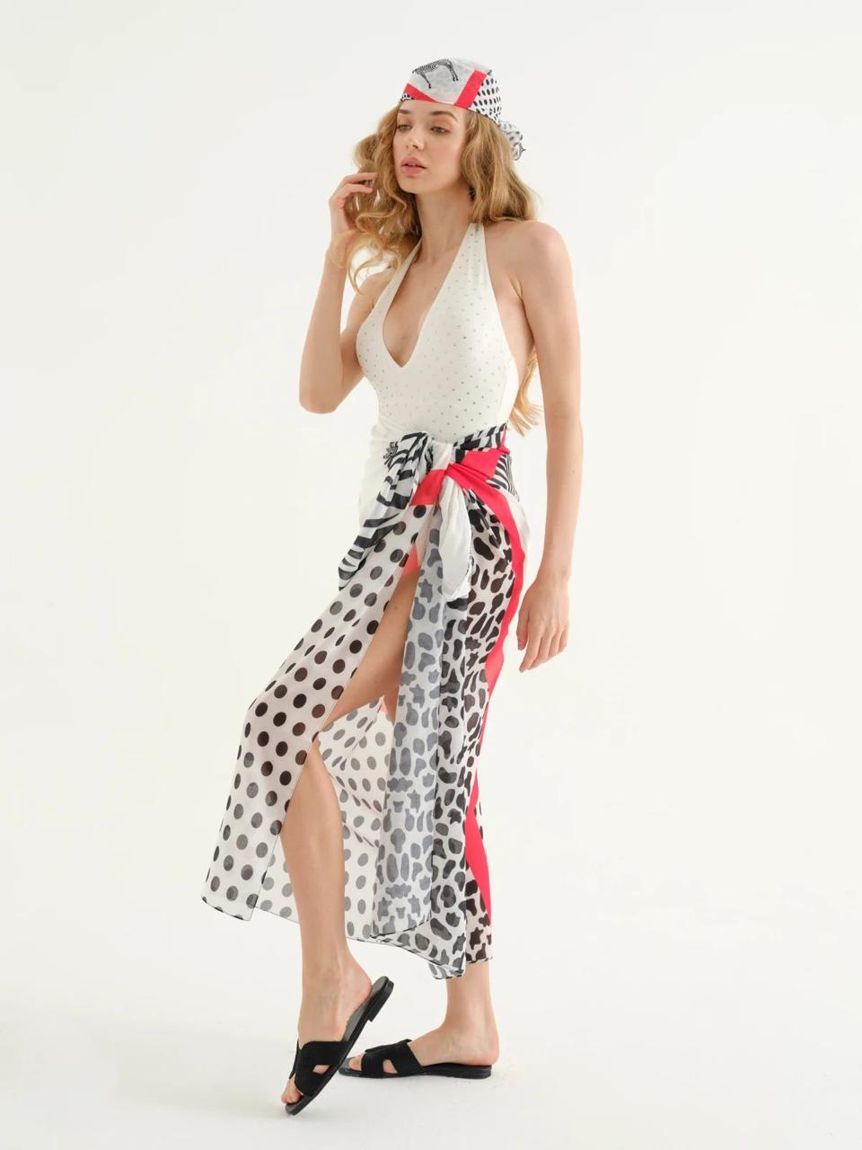 Deniz Red zebra detailed Pareo + Bandana