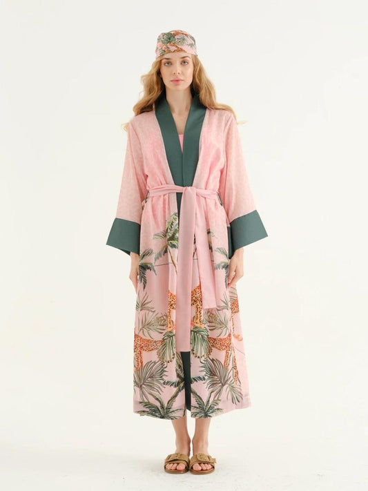 Deniz Khaki Leopard pattern Kimono + Bandana