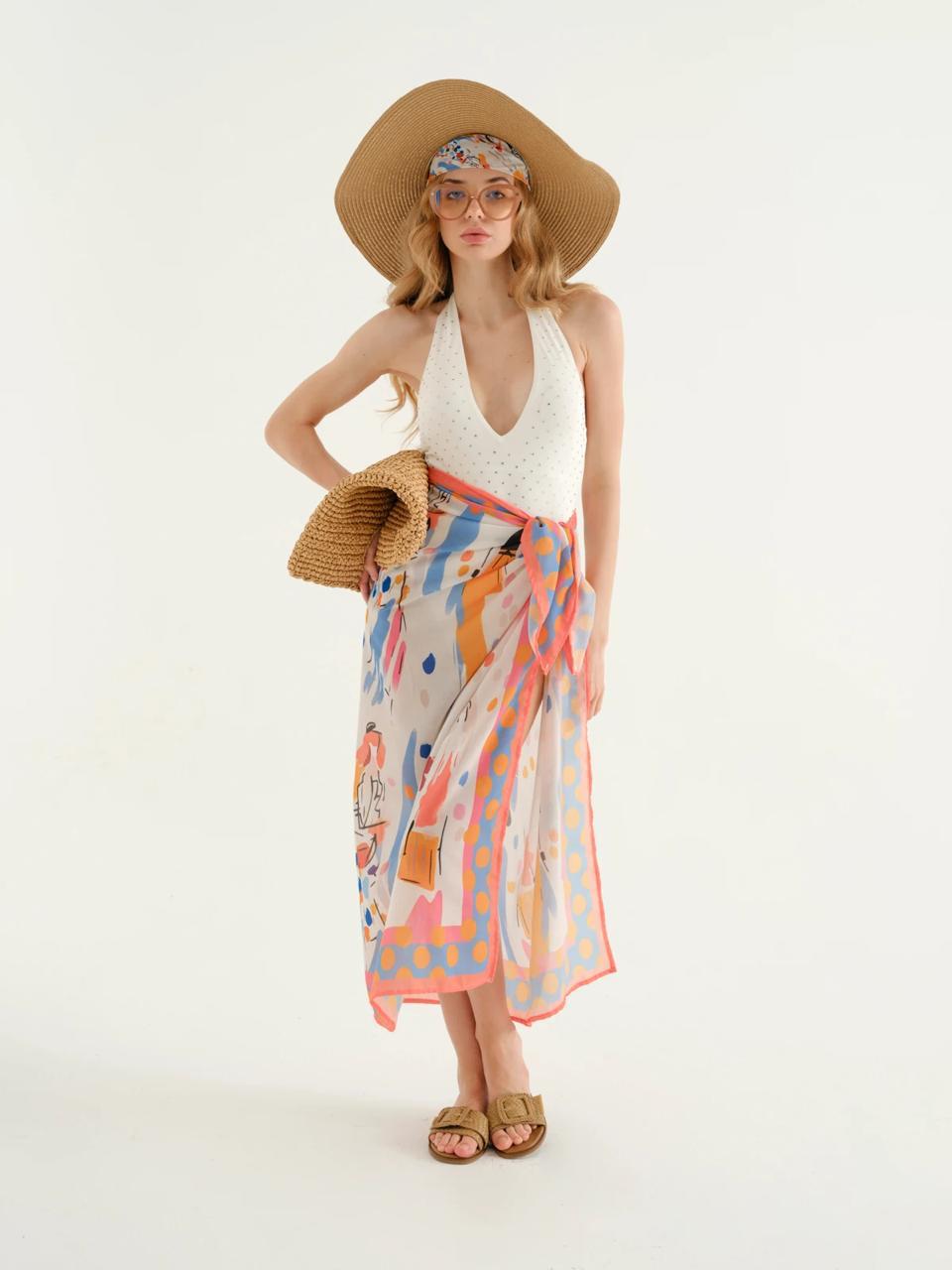 Deniz Orange woman figure Pareo + Bandana