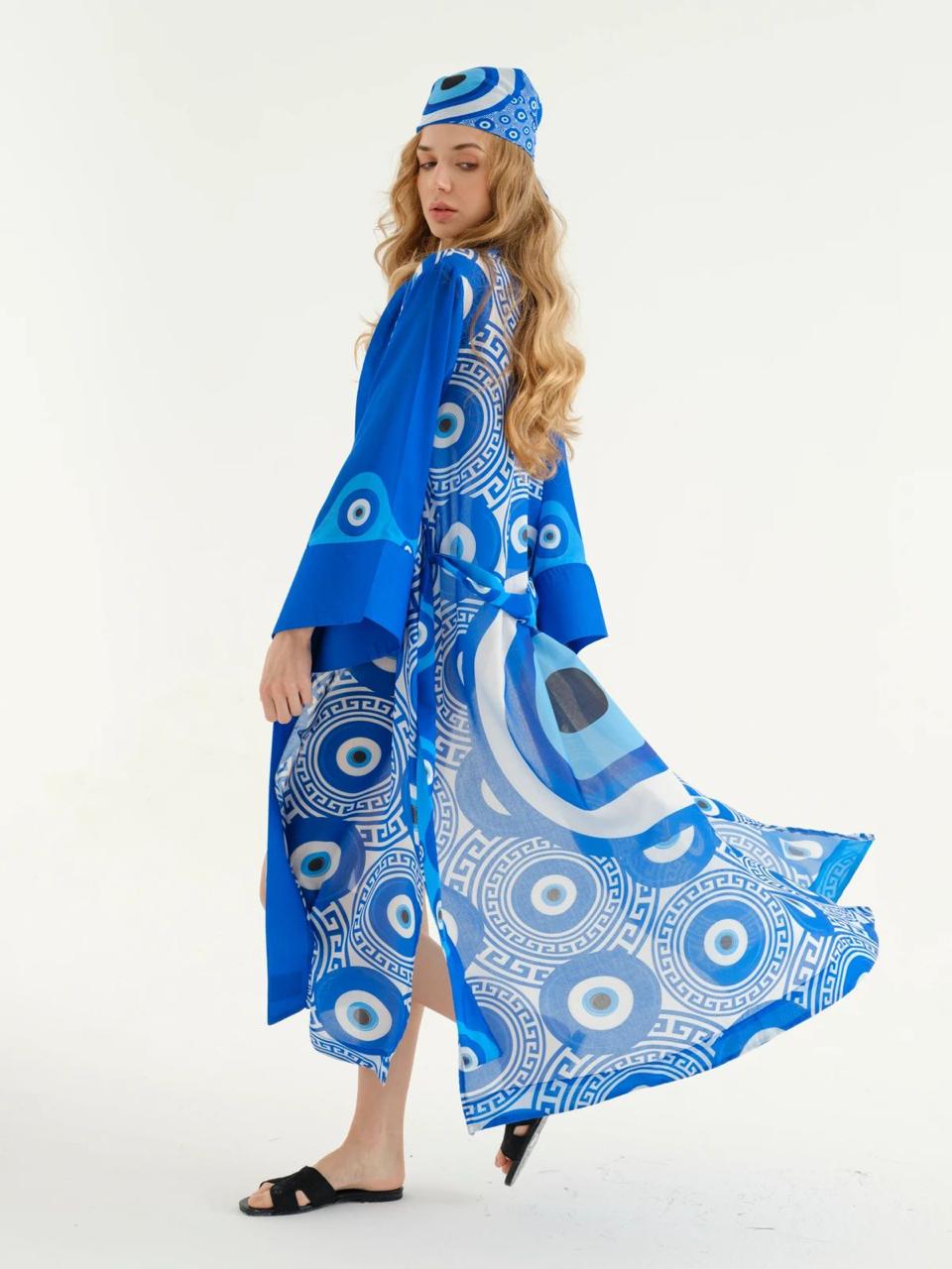 Deniz Blue bead Kimono + Bandana
