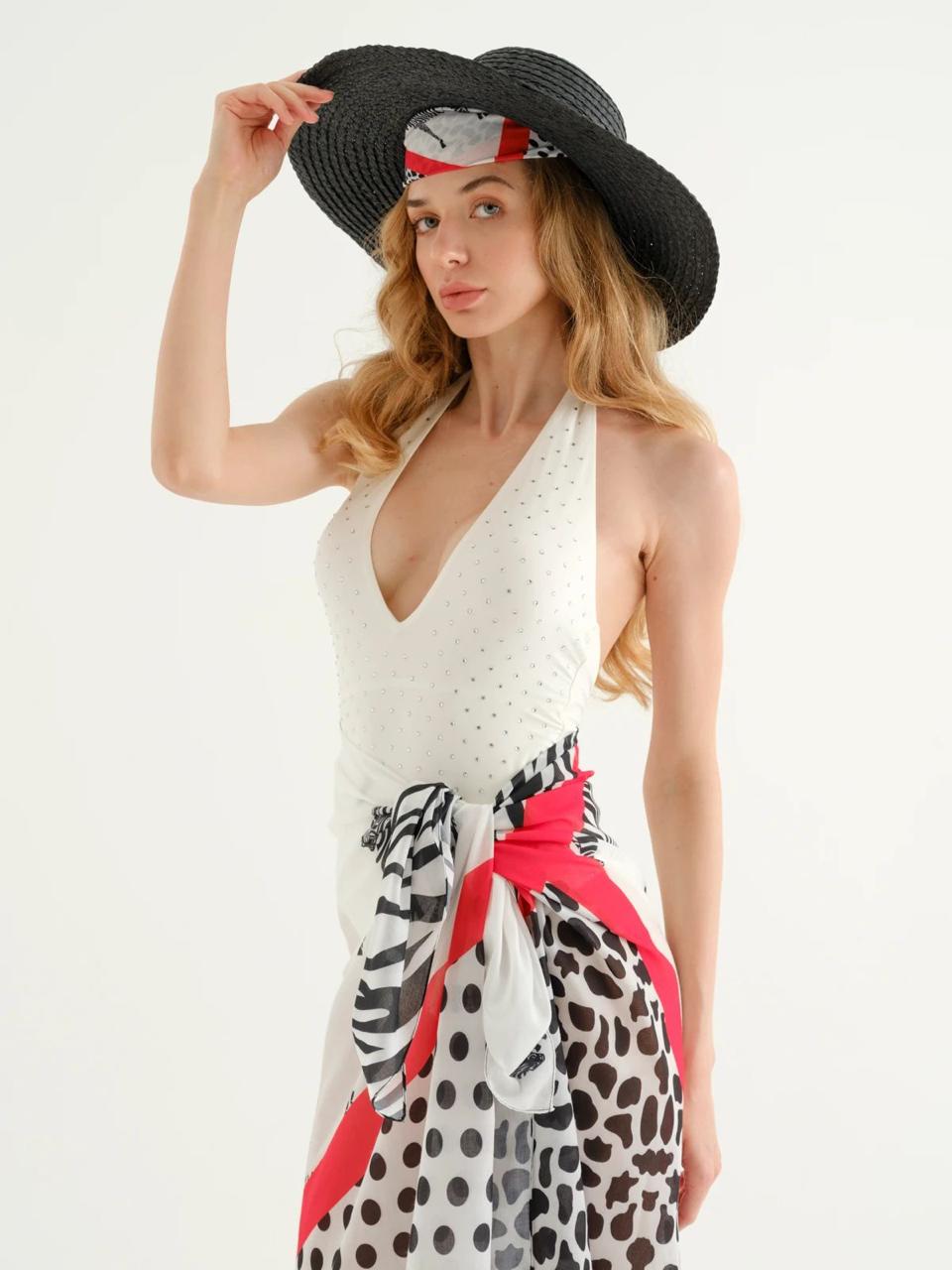 Deniz Red zebra detailed Pareo + Bandana