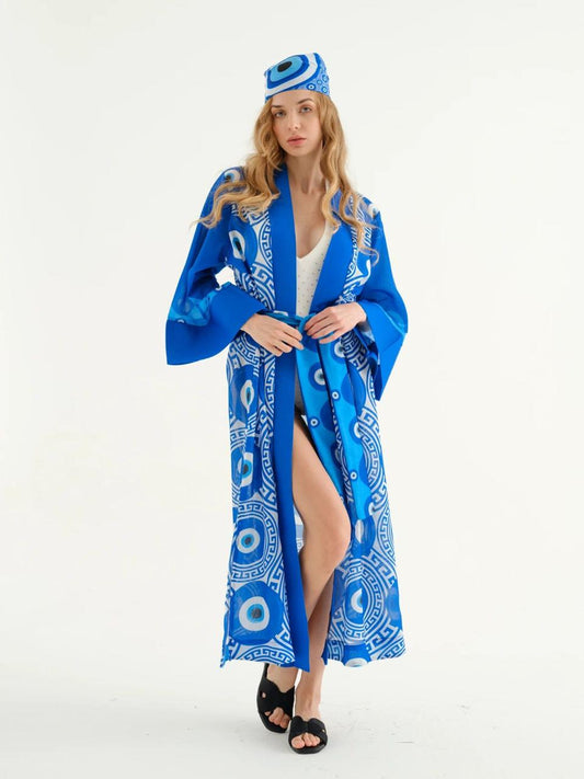 Deniz Blue bead Kimono + Bandana